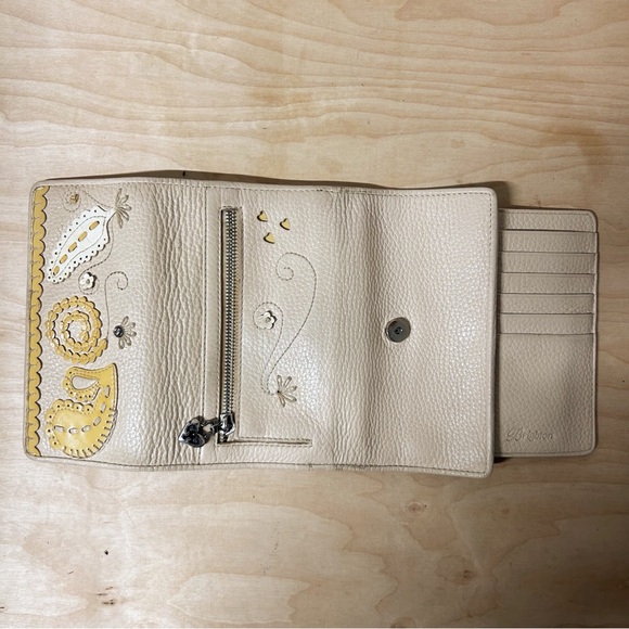 Brighton Masterpiece Collection Melania Wallet Cream/Yellow Pebbled Leather VTG - Picture 6 of 15
